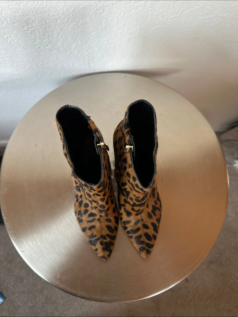 Sam Edelman Leopard Print Pointed Toe Ankle Boots - Brown/Black